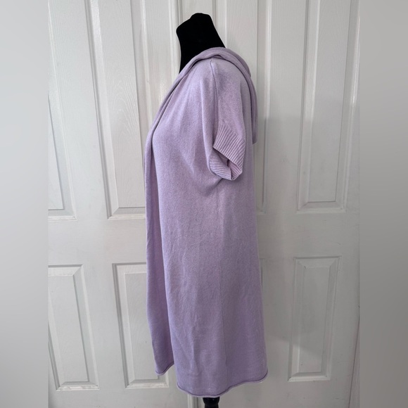 EILEEN FISHER Cardigan Sz S Silk Cashmere Hooded Open Front Purple Lagenlook - Picture 2 of 8